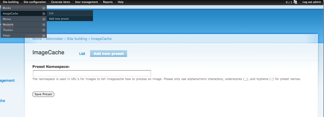 adding imagecache presets